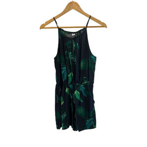 OLD NAVY Dark Navy Leaf Print Sleeveless Short Romper M